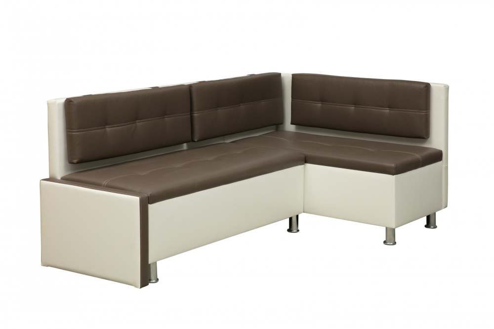 Кухонный уголок правое исполнение «Джастин 1» Кожзам латте/Кожзам белоснежный TEX MILK