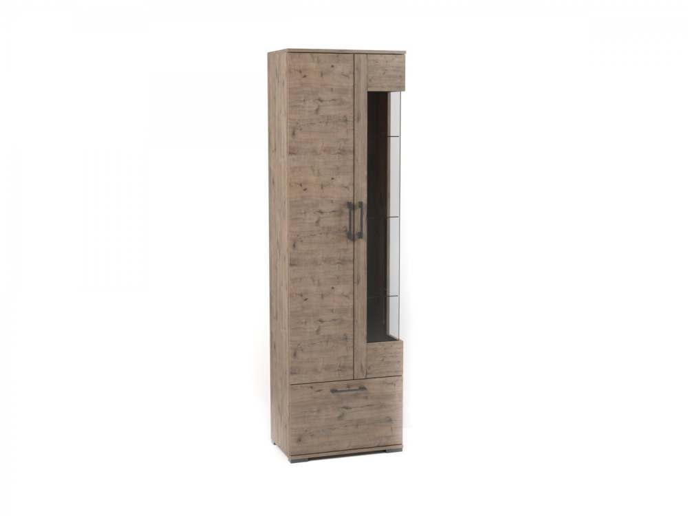 Шкаф-пенал «Денвер» со стеклом левый Веллингтон/Камень темный