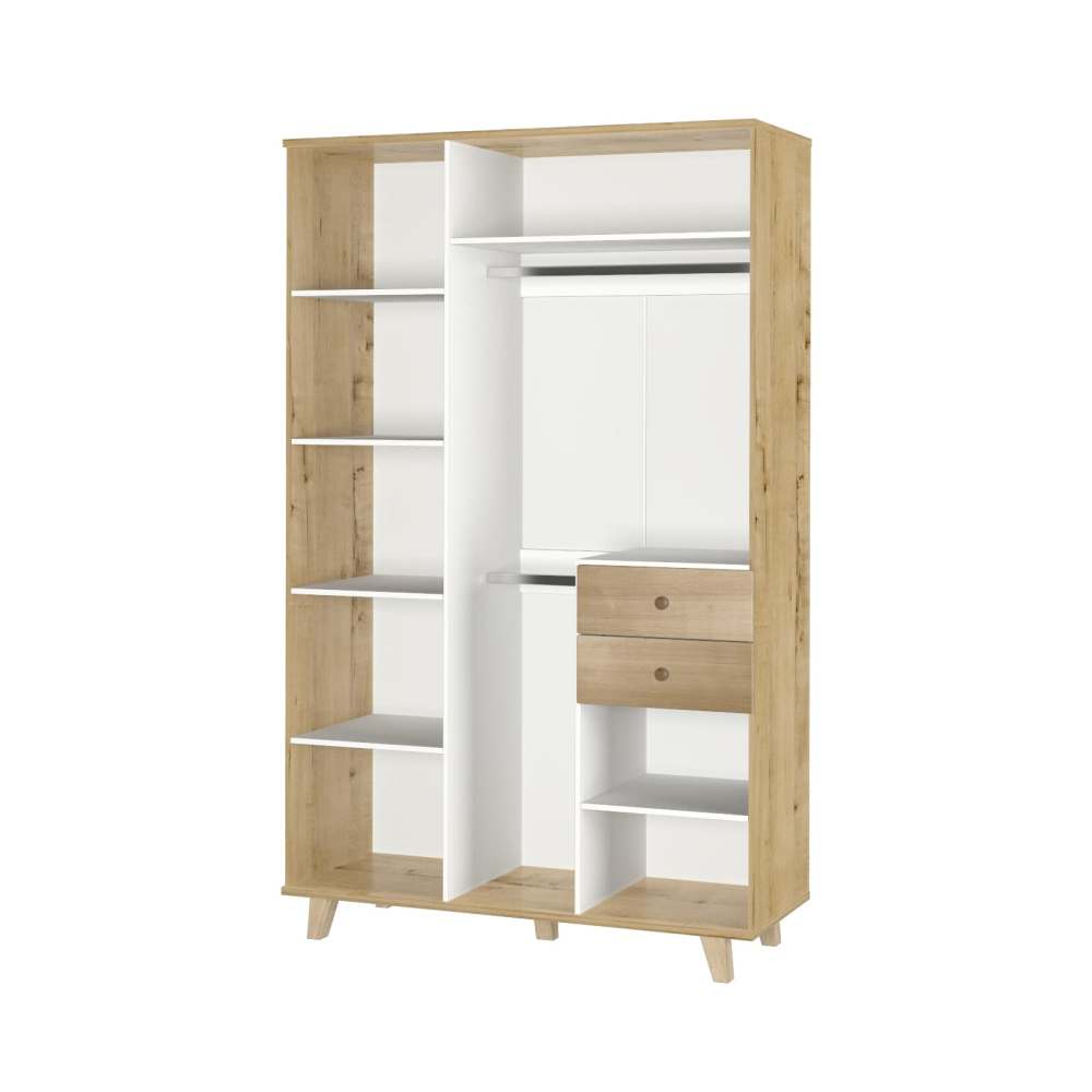 Шкаф 3-х створчатый с ящиками «Лакки» 25 Дуб ирландский/Молочный матовый