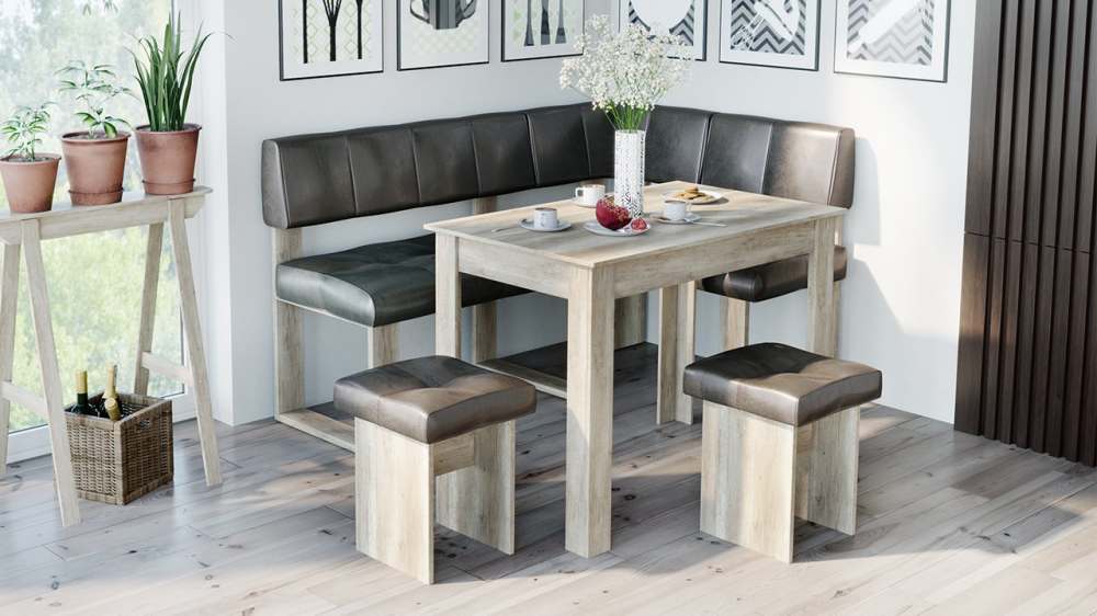 Модульный кухонный уголок «Мадрид» (Дуб каньон светлый/ткань Richie Wenge)