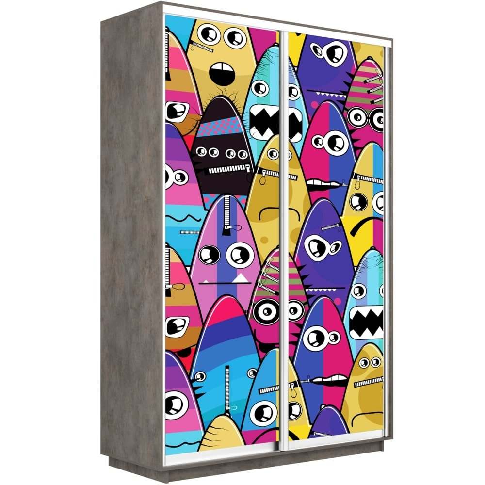 Шкаф-купе двухдверный «Экспресс Дуо» 2200 Фото 1009 бетон