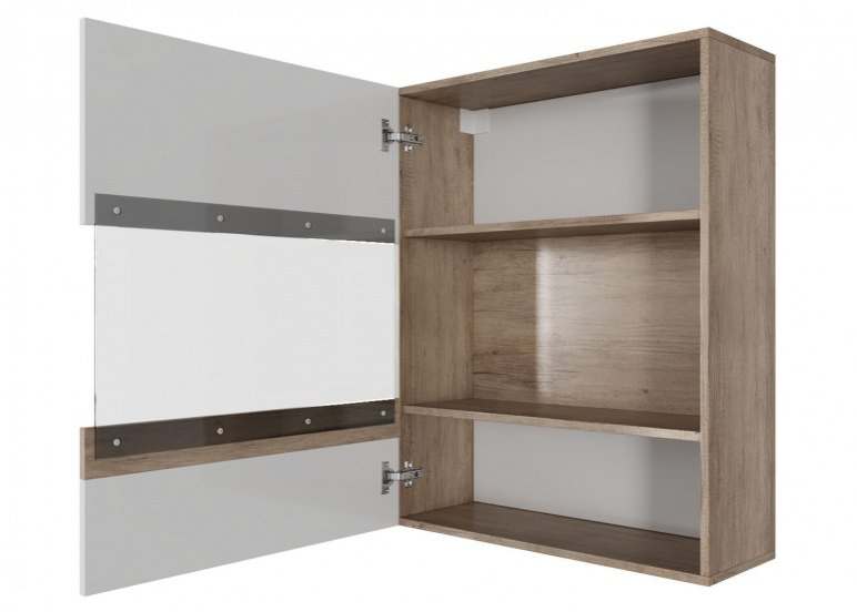 Шкаф навесной горизонтальный 700 «Ницца» Каньон светлый/Белый глянец