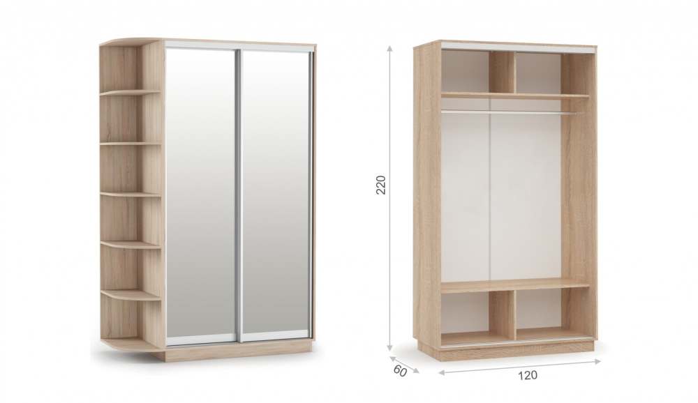 Шкаф-купе 120х220 ЗЗ «Тетрис Лайт» Дуб сонома