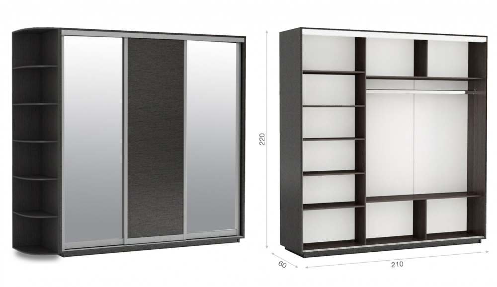 Шкаф-купе трехдверный 210х220 ЗДЗ «Тетрис» Венге