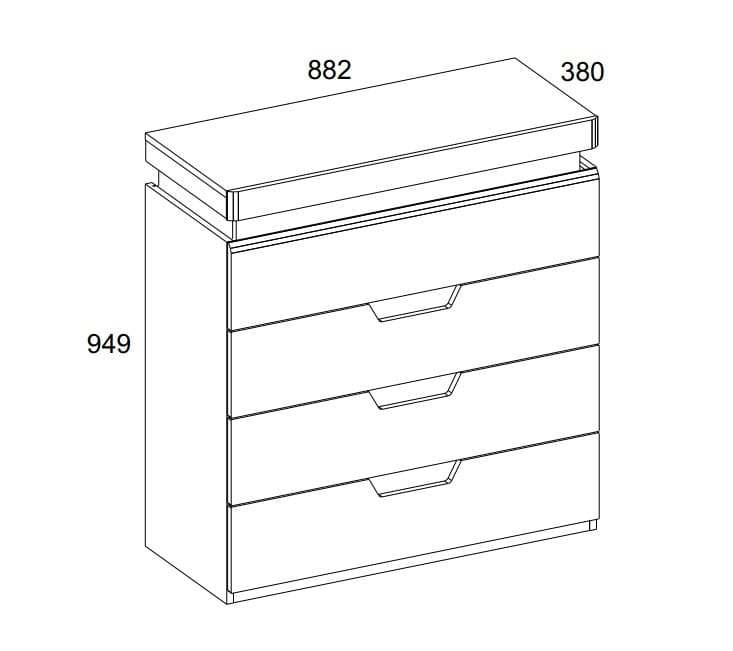 Комод 4S «Torino» белый/дуб наварра размеры