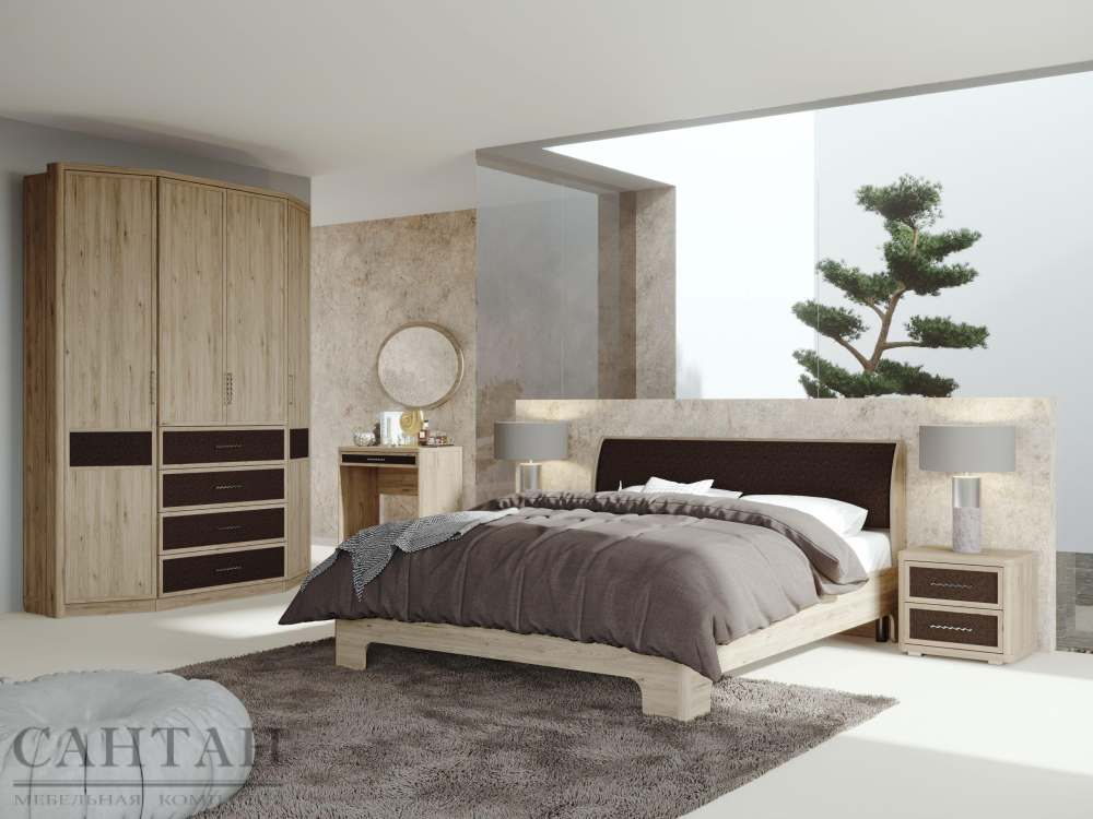 Спальня «Камелия Monro 1» Гикори Джексон светлый/Matrixmat 3117