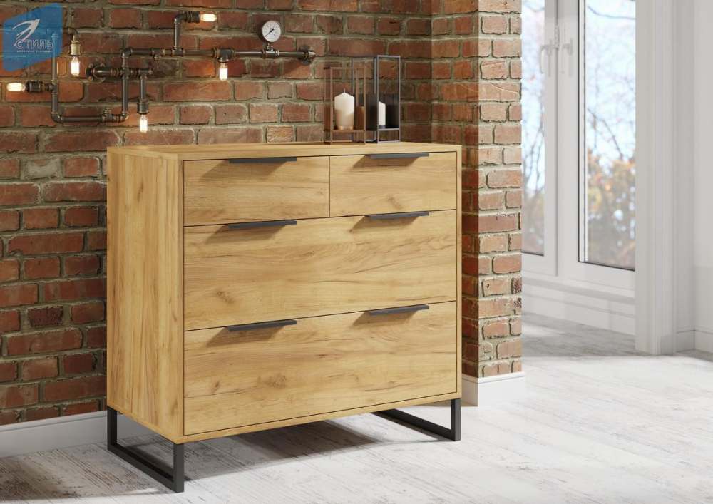 Комод КМ-001 «Лофт» Дуб Крафт золотой