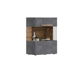 Тумба витрина «Тесс» Дуб Крафт золотой/Пепельный тёмный