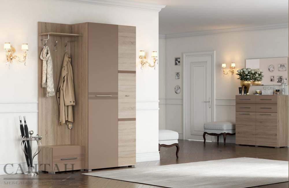 Прихожая «Панна-Котта 7» Дуб сонома/Кофе