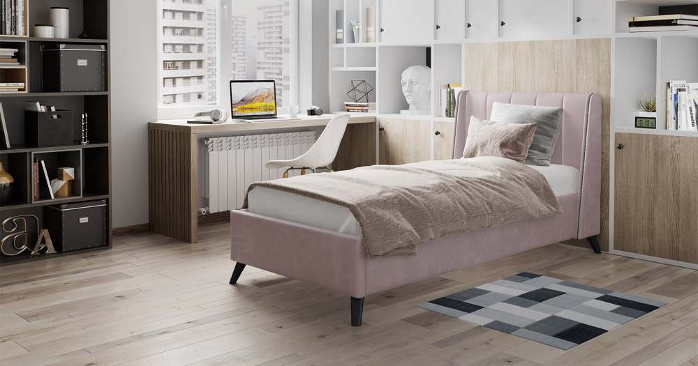 Интерьерная кровать одинарная «Мелисса» Велюр Тори 45 велюр ява