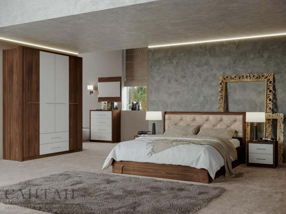 Спальня «Луна 1» Рэд фокс/Жемчуг/Alpina 2