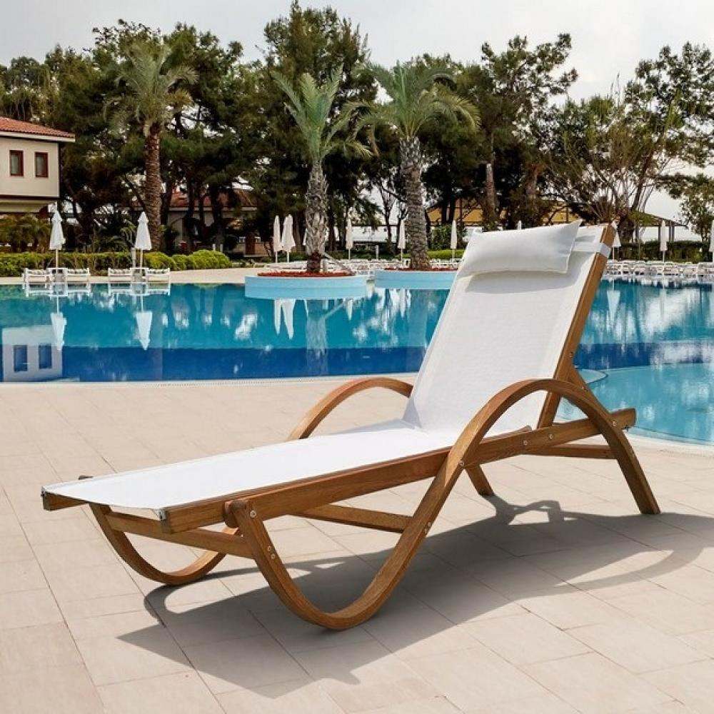 Шезлонг-лежак «AFM» 511 White из сибирской лиственницы