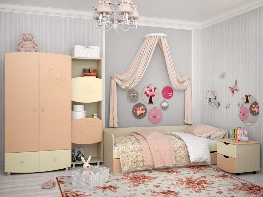 Модульная детская «Капитошка» Береза снежная/абрикос-ваниль