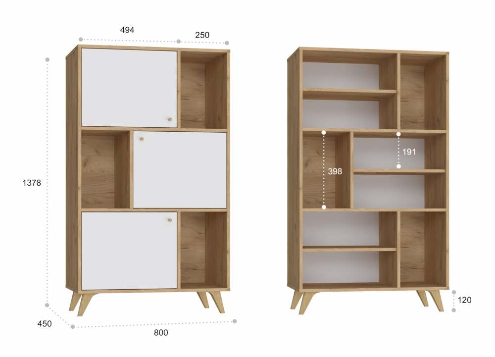 Стеллаж «Ирма» ИР-10 Дуб крафт золотой/Белый