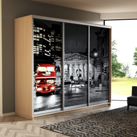 Шкаф-купе «Экспресс Трио» 2400 Фото Ночной Лондон, глубина 60 см