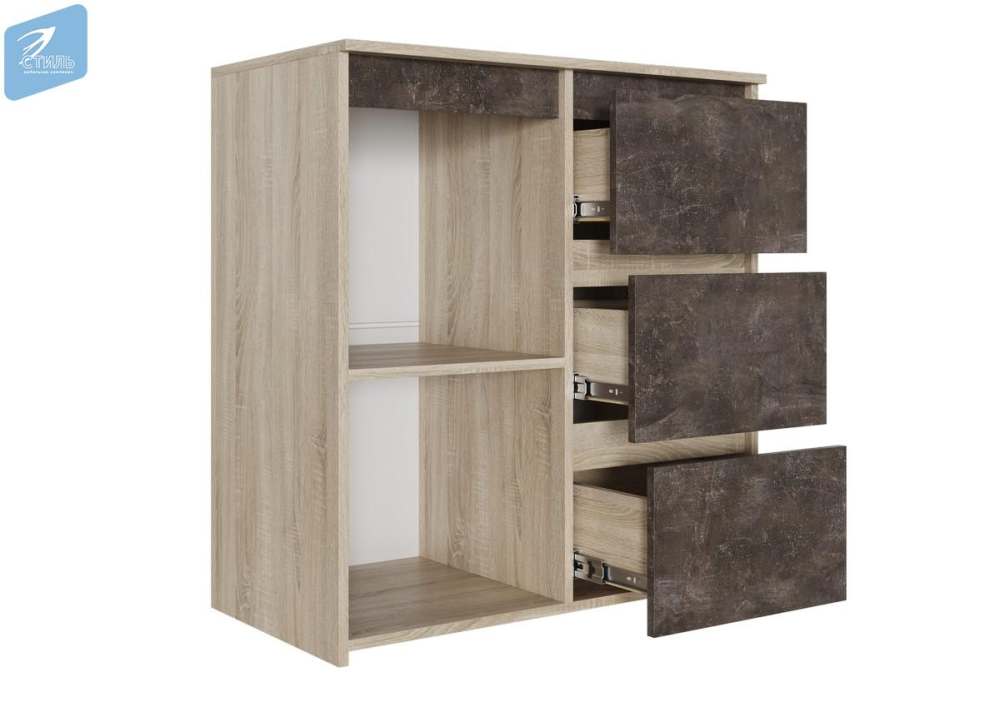 Комод «Милано-2» Дуб Сонома светлый/Ателье Темное