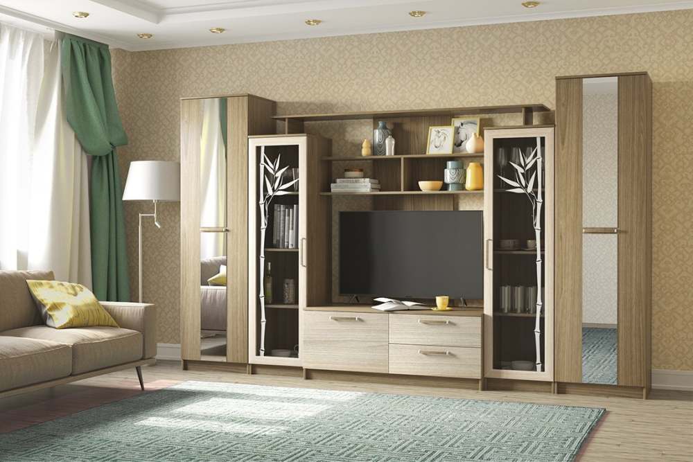 Гостиная «Мидори» Ясень шимо темный/Ясень шимо светлый.