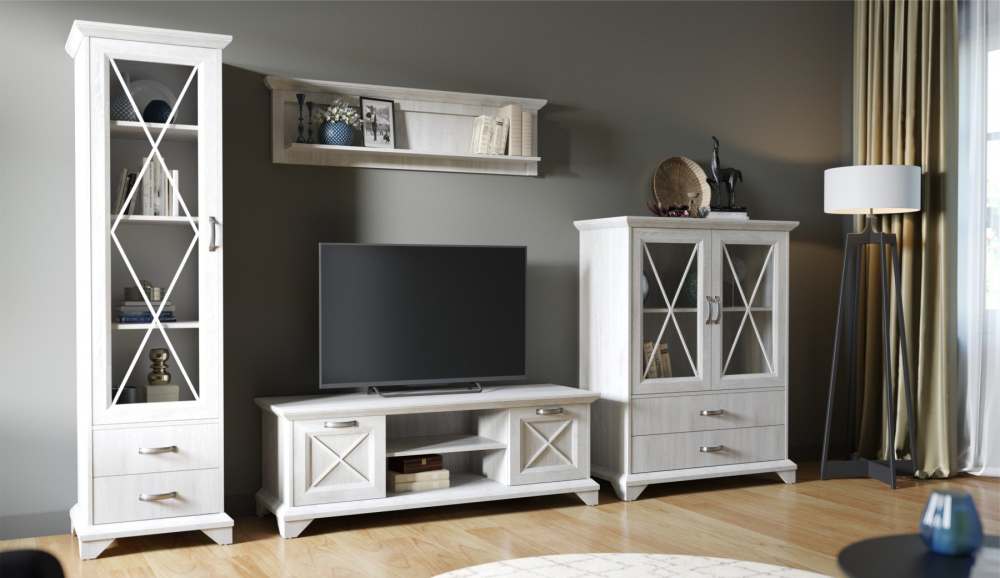 Тумба ТВ 2д «Лорена» Бетон Паин белый