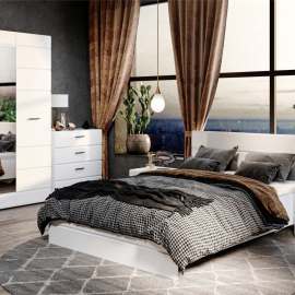 Модульная спальня «Йорк» Белый жемчуг/МДФ Белый глянец