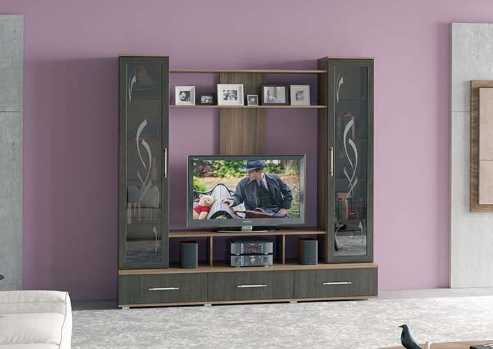 Гостиная «02» Ясень темный/Дуб венге