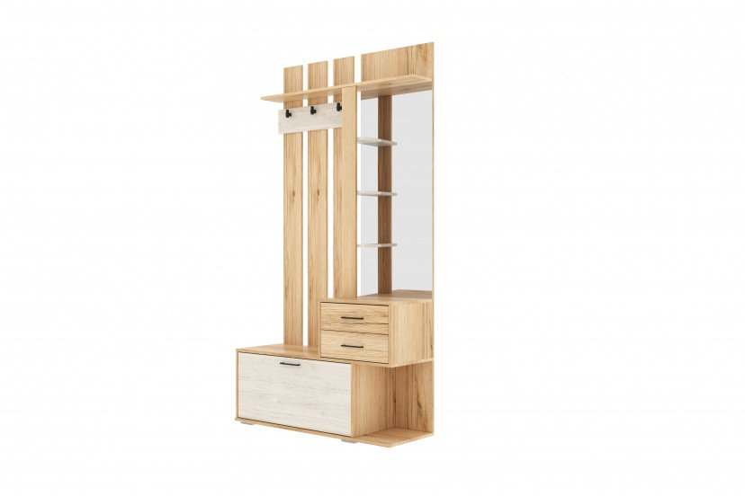 Вешалка зеркальная Серия 2 «Сканди» Дуб Делано/Сосна Санторини светлая