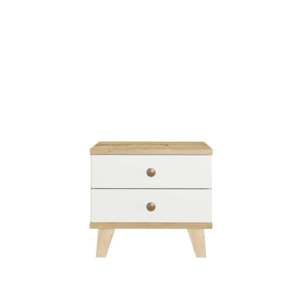 Тумба прикроватная «Лакки» 13 Дуб ирландский/Молочный матовый