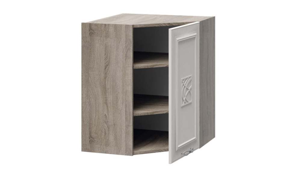 Шкаф навесной угловой 45 градусов с декором «Сабрина» ВУ45_72-(40)_1ДР(Д) Кашемир