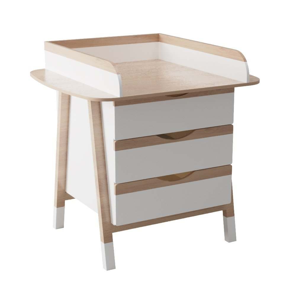 Комод пеленальный «SHOW S» Белый/Натуральные ножки, высота 105 см