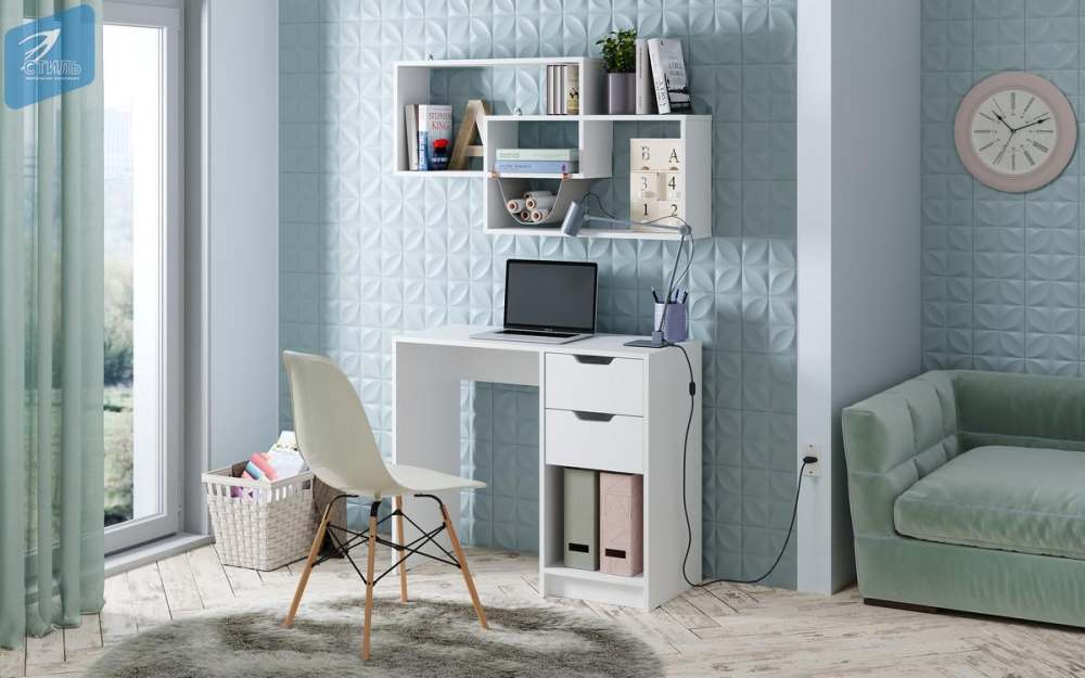 Стол письменный СП-001 «Лайт» Белый гладкий