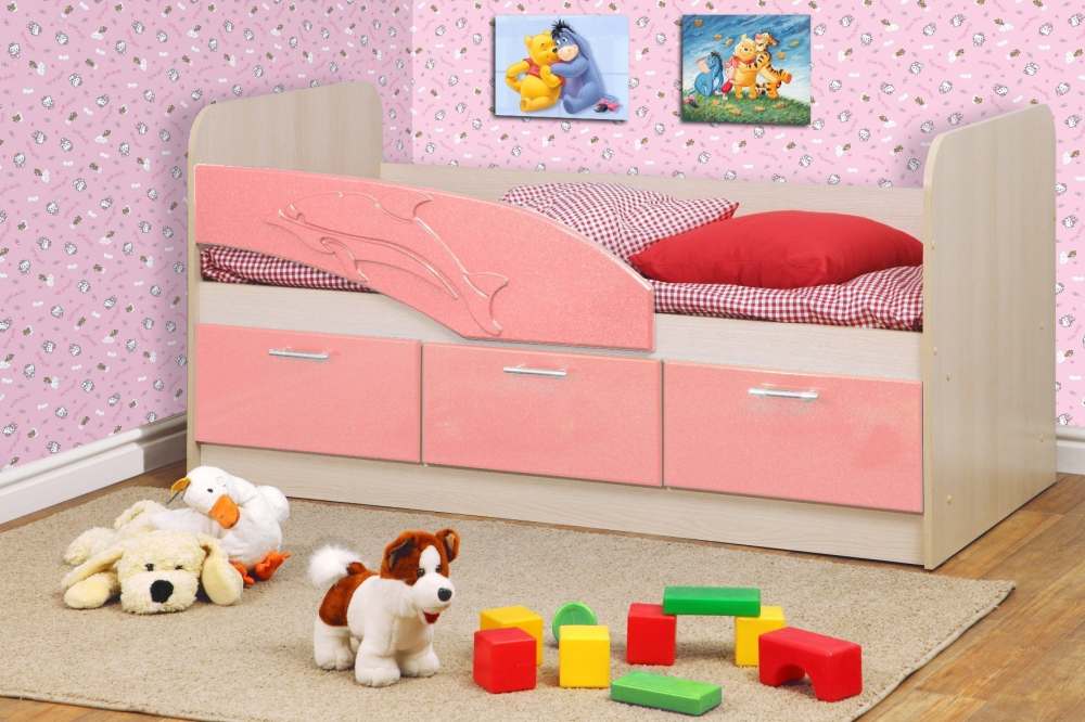 Кровать «Дельфин» 1800 06.223 Розовый металлик