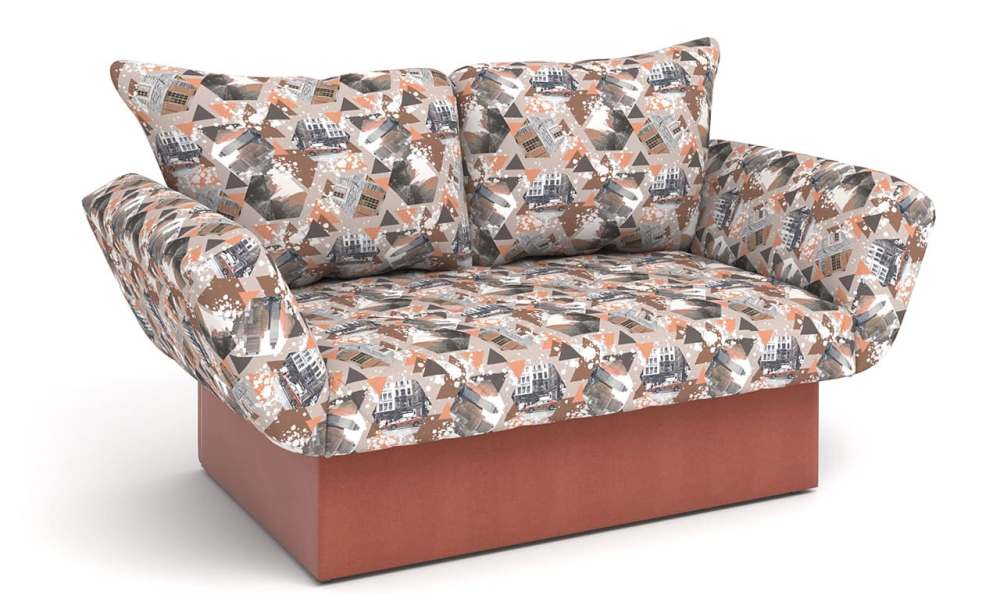 Детский диван с подлокотниками-трансформерами «Джимми» Велюр Futura mango/Newtone peach