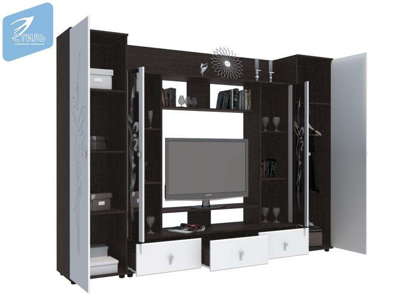 Гостиная «Флоренция-4» Венге/МДФ глянцевая Белый