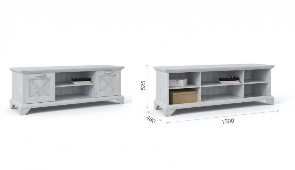 Тумба ТВ 2д «Лорена» Бетон Паин белый