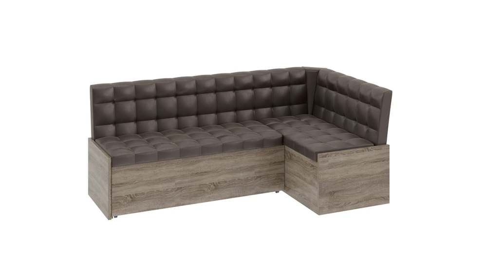 Скамья угловая со спальным местом «Форест» (Дуб Сонома трюфель/Кожзам коричневый)