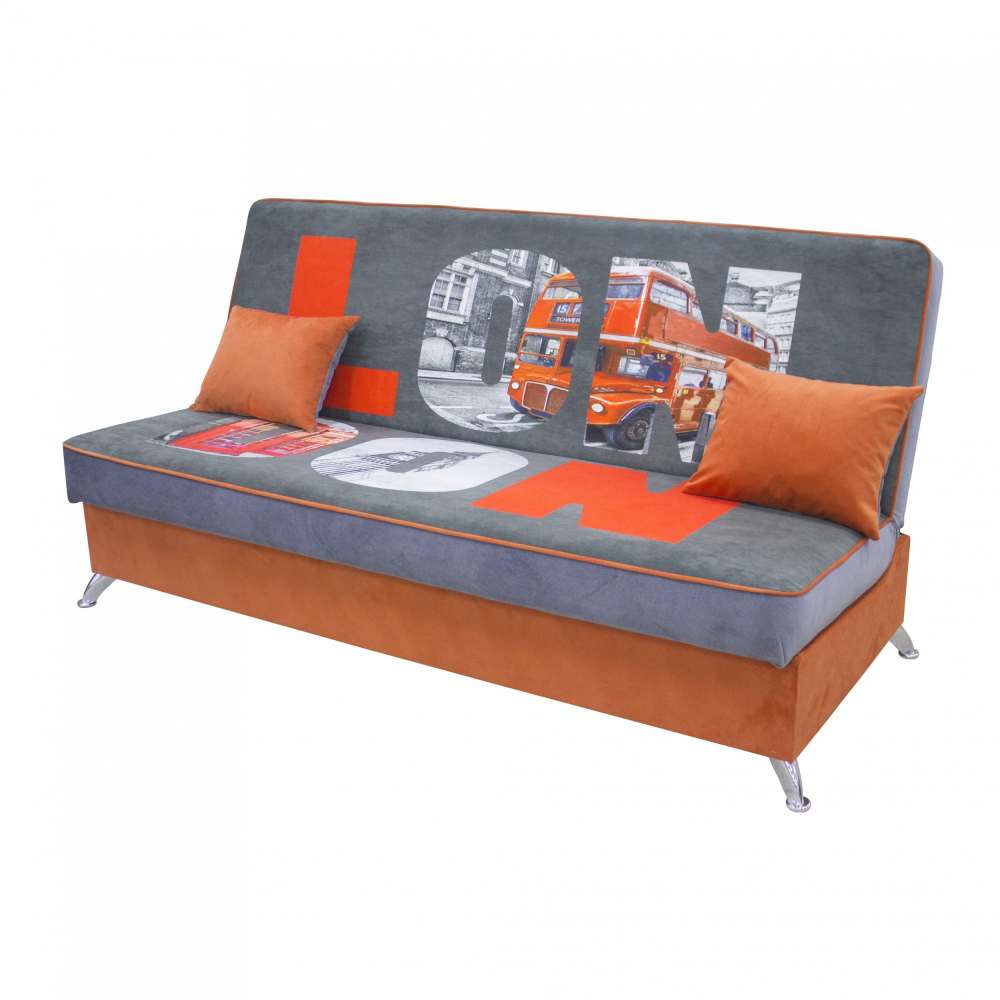 Диван «Хит» Лондон/Пони графит, размеры: 207x98x98 см