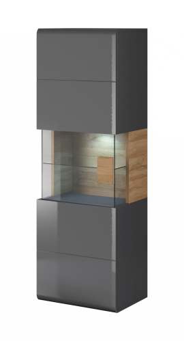 Витрина навесная «Toledo» 1D-L/P 24JKDW typ 07 Антрацит/Дуб grandson