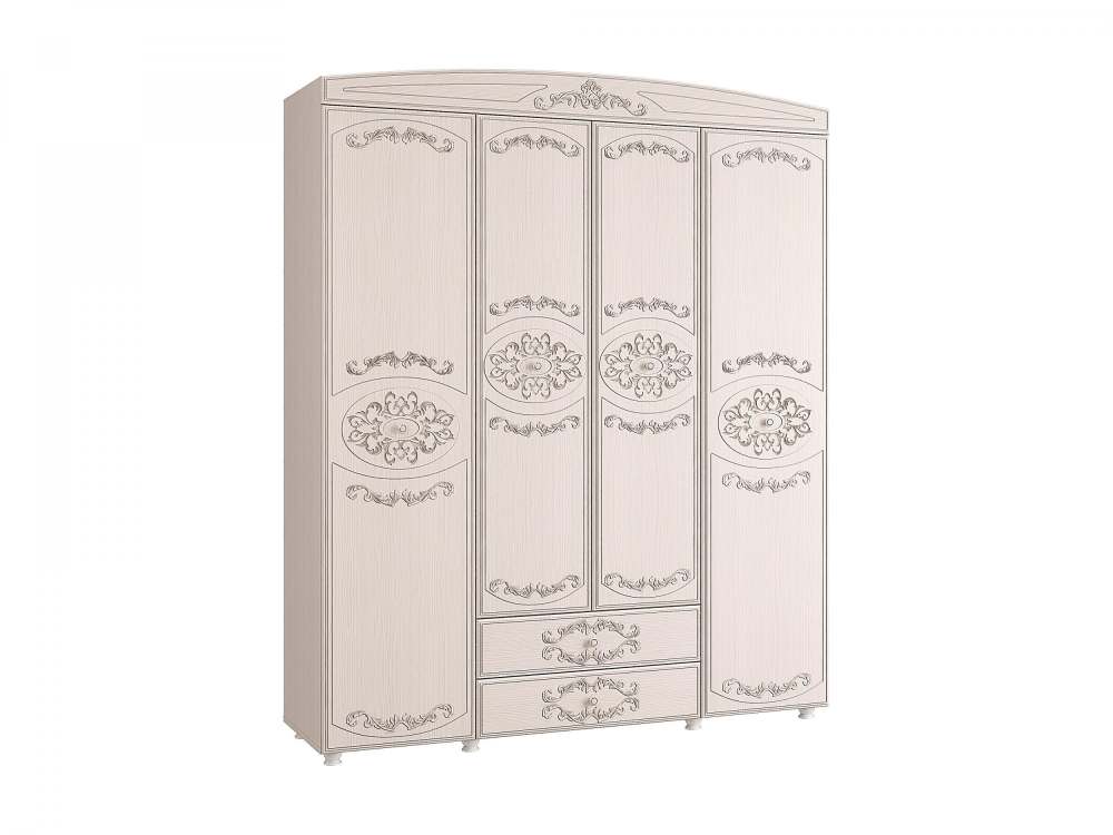 Шкаф 4-х дверный комбинированный «Каролина» Патина/Вудлайн кремовый/Сандал белый