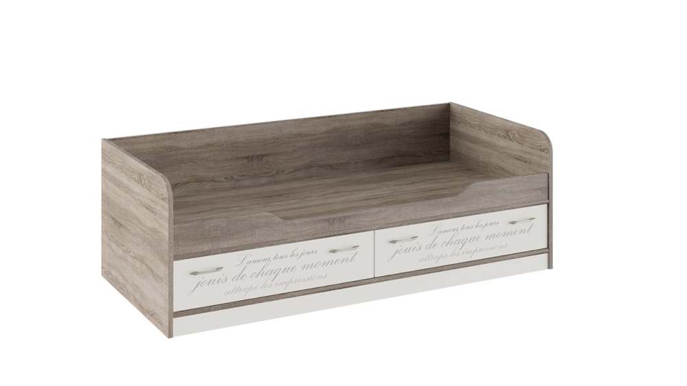 Кровать «Брауни» (Фон бежевый с рисунком/Дуб Сонома трюфель)