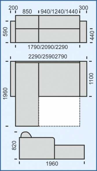 Угловой диван «Барселона» 2.35