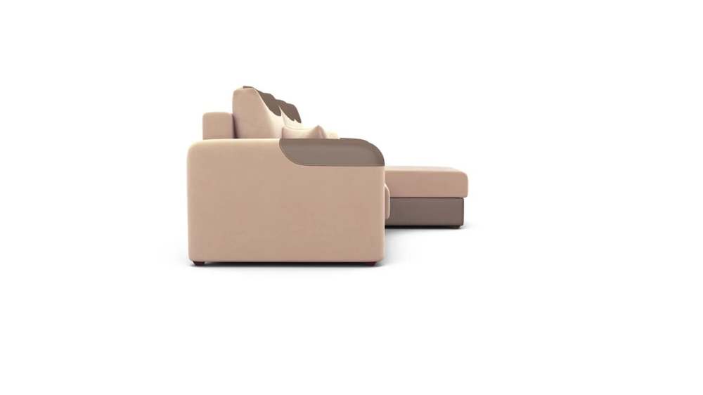 Диван-кровать угловой «Чикаго» Велюр текстура латте/кожзам латте