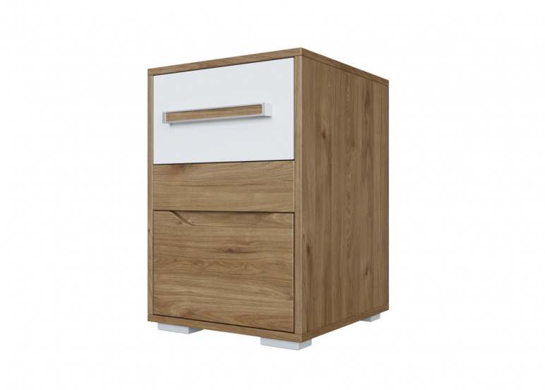 Тумба с ящиками«Гарвард» Гикори темный/Белый