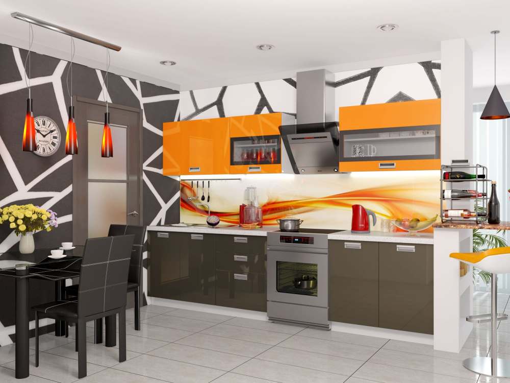 Модульная кухня «Бьюти» Оранж/грэй вариант 13