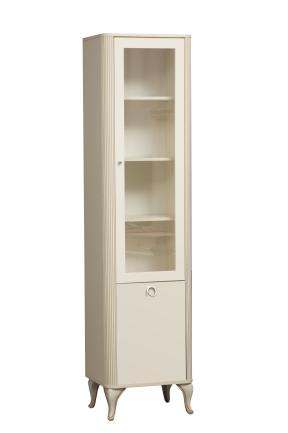 Шкаф-витрина с зеркалом 43.06 «Стефани» Бежевый/Слоновая кость патина