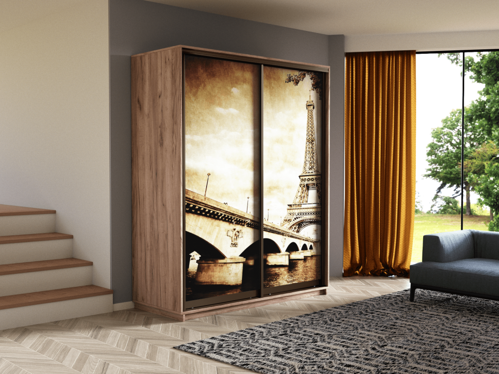 Шкаф-купе двухдверный «Экспресс Дуо» Фото Париж, высота 240 см