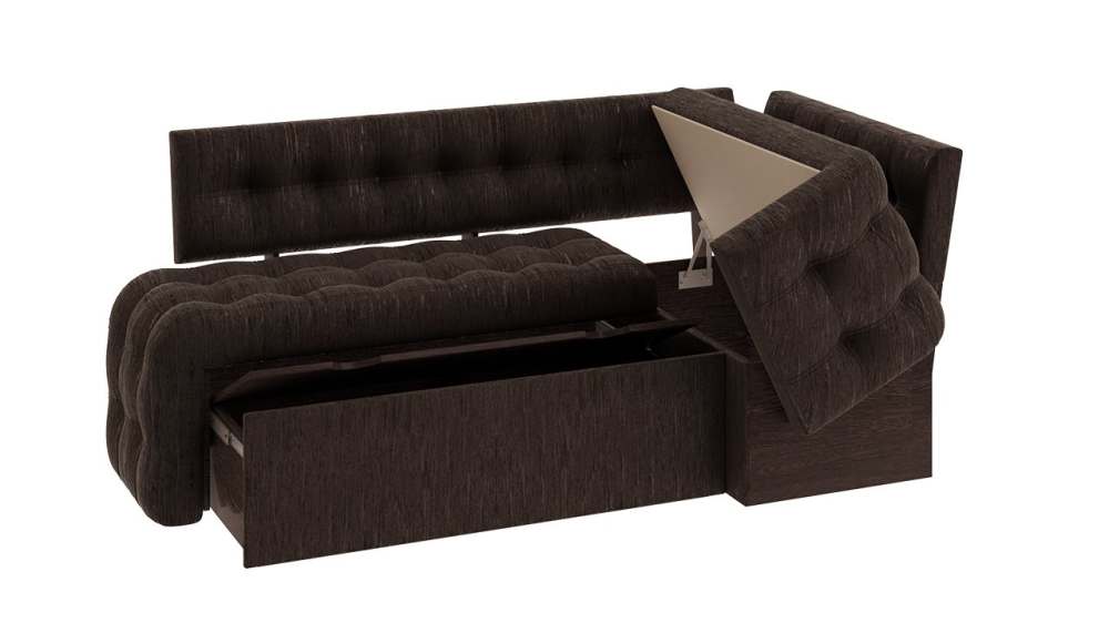 Скамья угловая со спальным местом «Манчестер» (Венге Цаво/Кожзам коричневый)