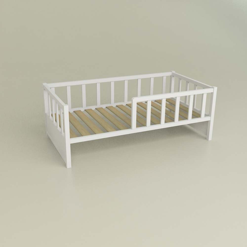 Кроватка «Бейсик Бук» 180х90 Белая/Стойки Белый цвет