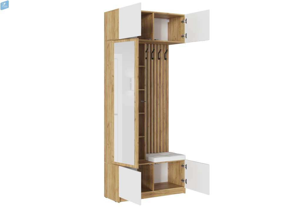 Вешалка «Бостон» Дуб крафт золотой/МДФ Белый глянец