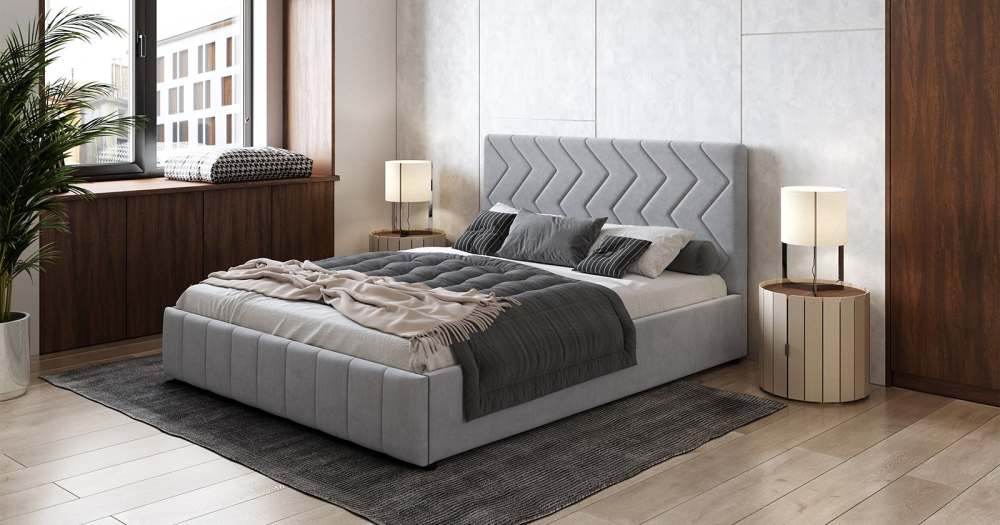 Интерьерная кровать «Милана» Велюр Вивальди 7 пепельный серый