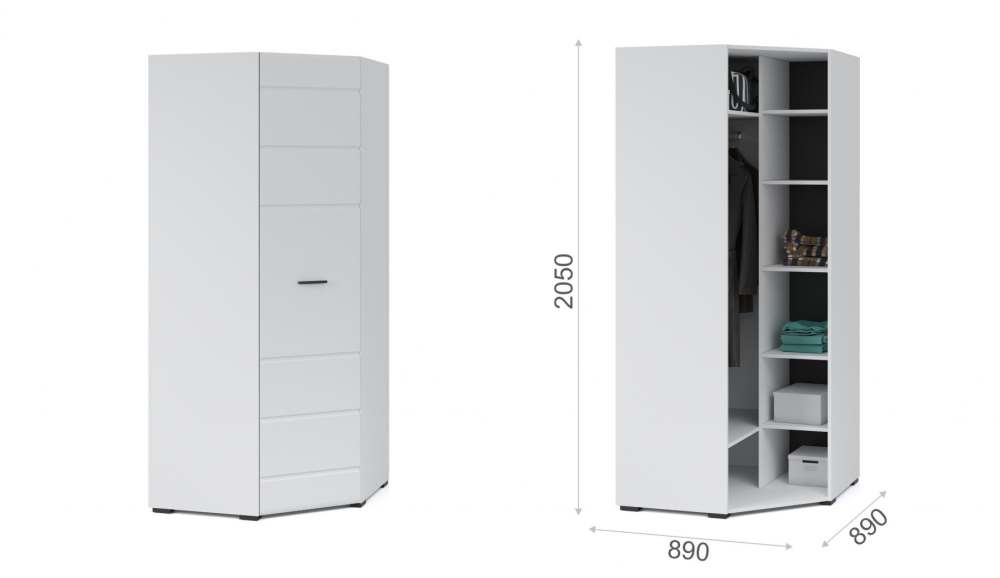 Шкаф угловой «Йорк» Белый жемчуг/Белый глянец