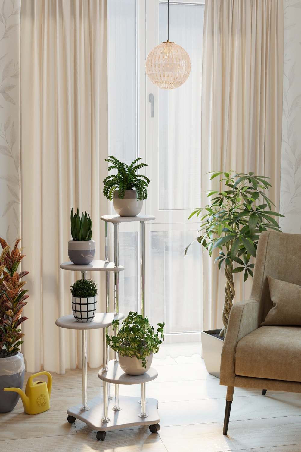 Подставка для цветов «Четверочка» Дуб Сонома